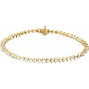 14K Yellow Gold 3 CTW Natural Diamond 7 1/4" Line Bracelet
