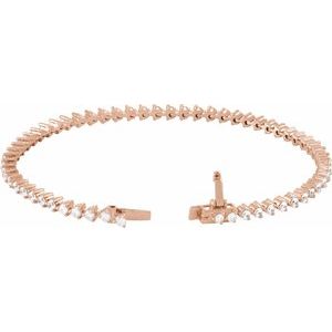 14K Rose Gold 2 CTW Lab-Grown Diamond 7 1/4" Line Bracelet – image 3