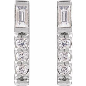 14K White Gold 1/5 CTW Natural Diamond Bar Earrings – image 2