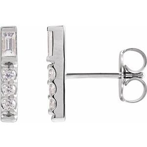 14K White Gold 1/5 CTW Natural Diamond Bar Earrings