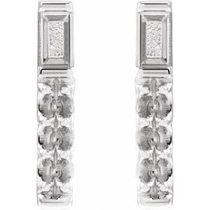 Platinum 3x1.5 mm Straight Baguette Accented Bar Earring Mounting – image 2