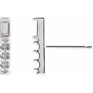 Platinum 3x1.5 mm Straight Baguette Accented Bar Earring Mounting