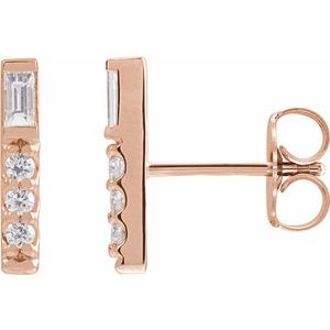 14K Rose Gold 1/5 CTW Natural Diamond Bar Earrings