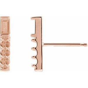 14K Rose Gold 3x1.5 mm Straight Baguette Accented Bar Earring Mounting