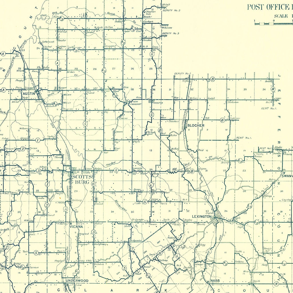 Vintage Map of Scott County, Indiana 1910