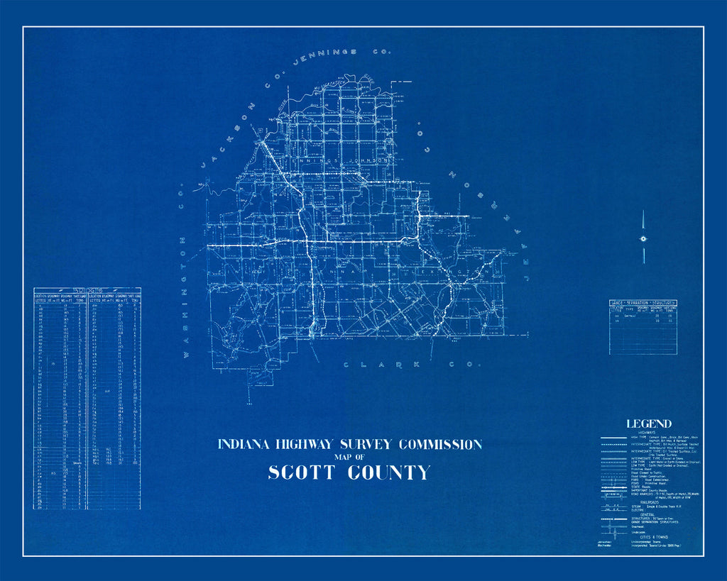 Vintage Map of Scott County, Indiana 1936