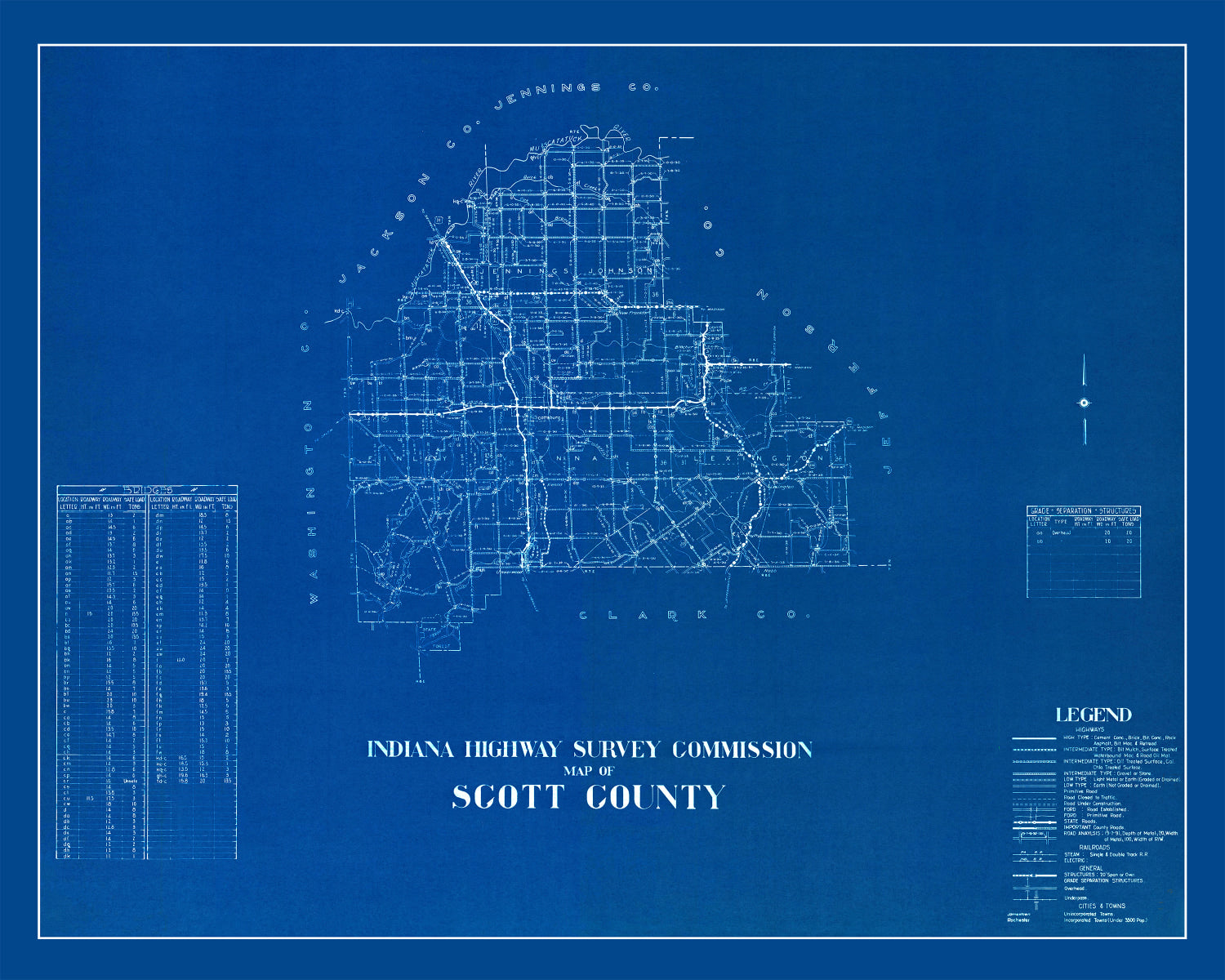 Vintage Map of Scott County, Indiana 1936