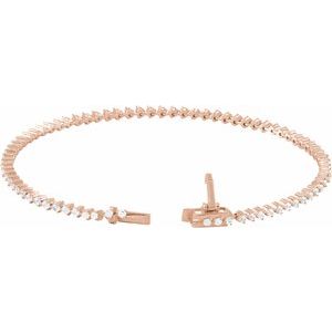 14K Rose Gold 2 CTW Natural Diamond 7 1/4" Line Bracelet – image 3