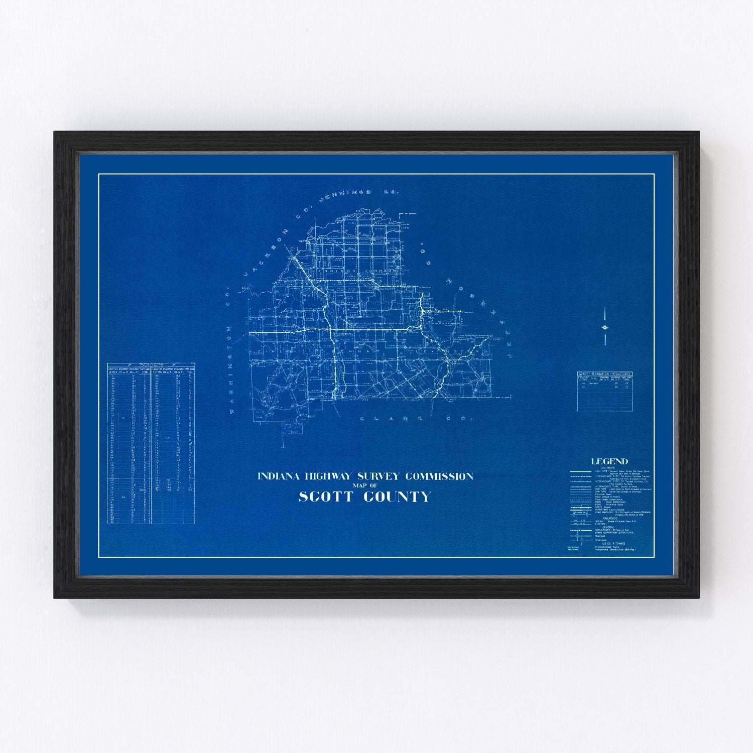 Vintage Map of Scott County, Indiana 1936