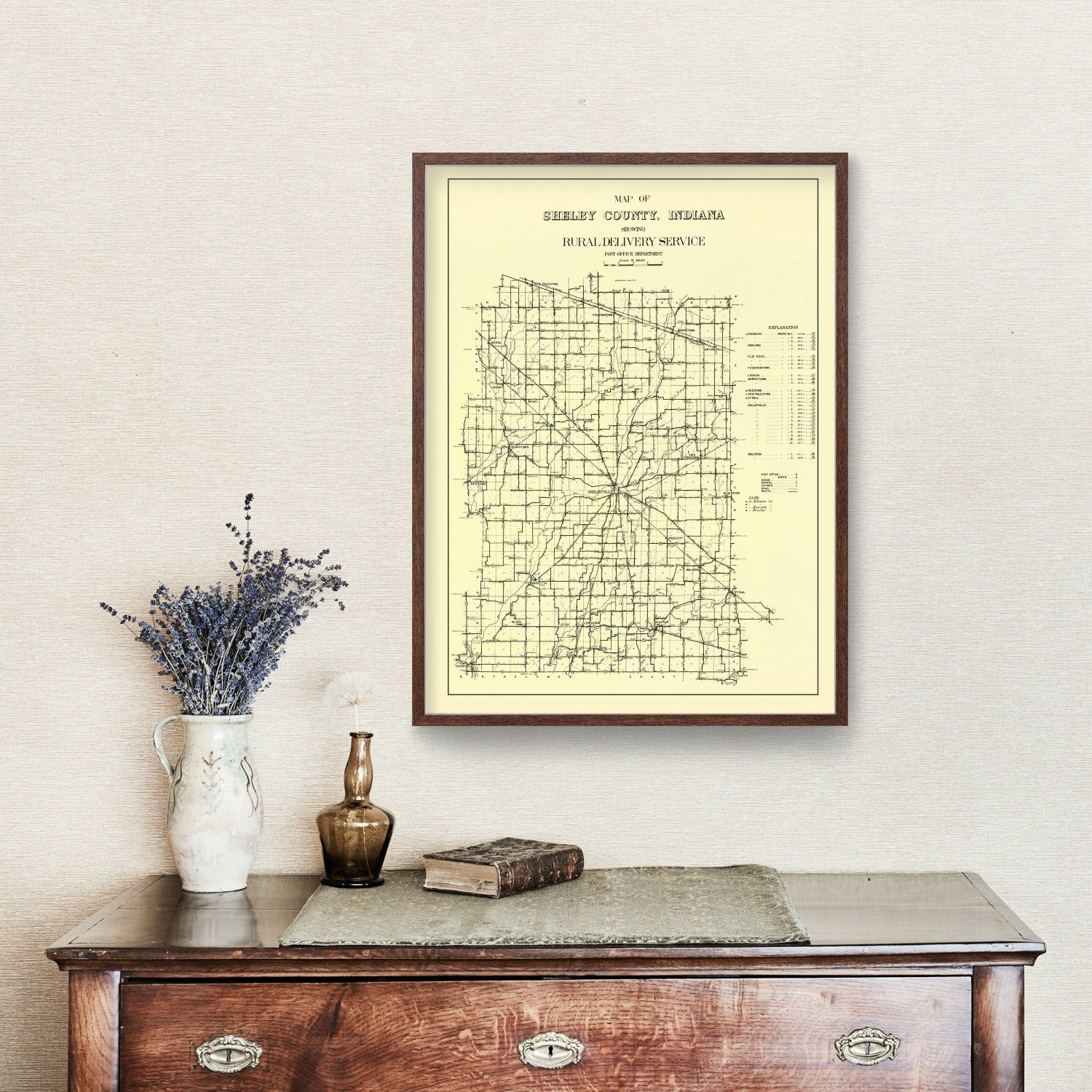 Vintage Map of Shelby County, Indiana 1909