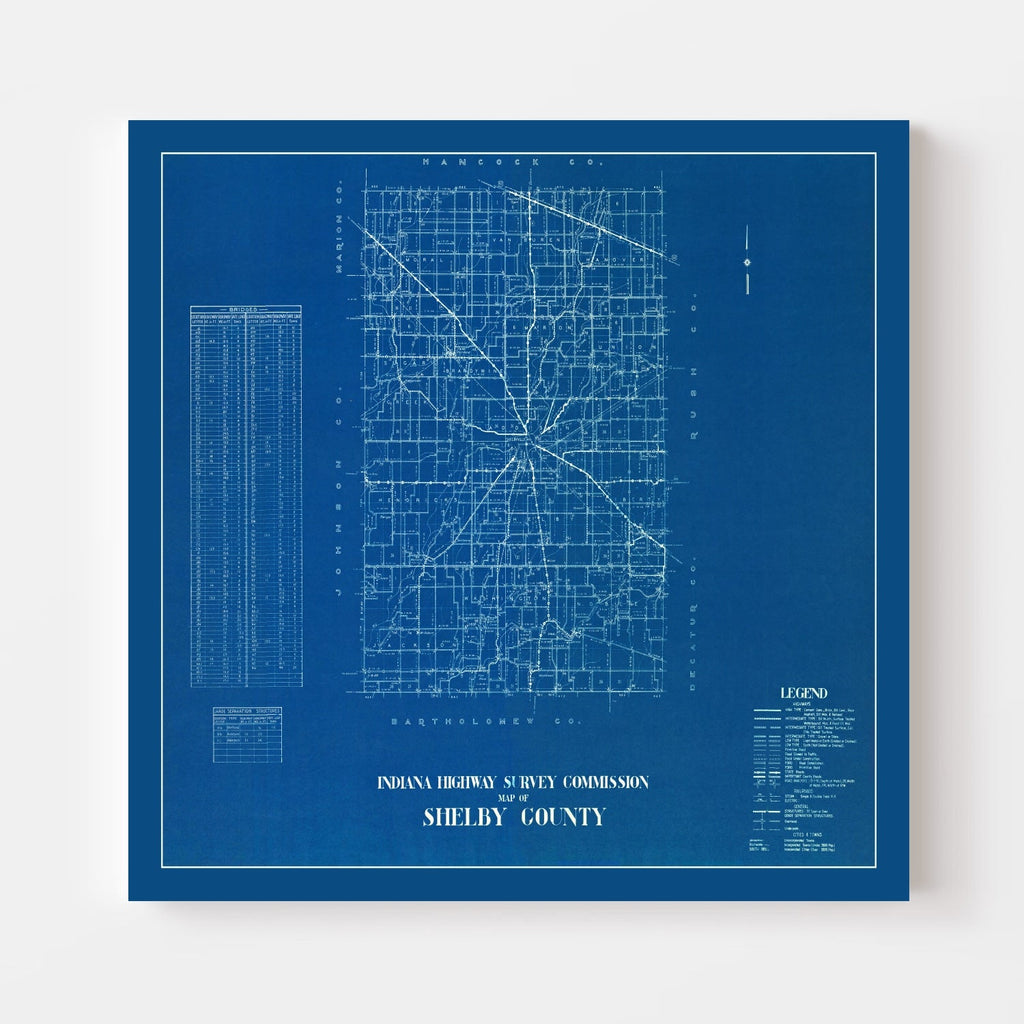 Vintage Map of Shelby County, Indiana 1936