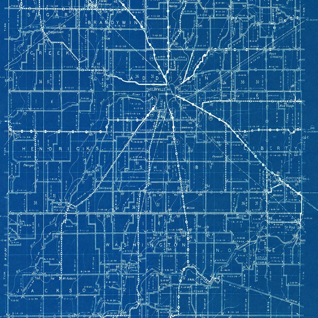 Vintage Map of Shelby County, Indiana 1936