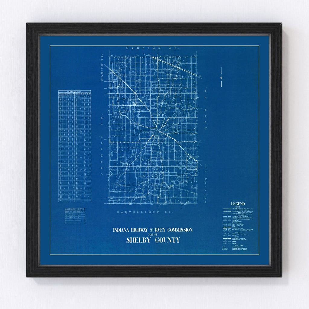 Vintage Map of Shelby County, Indiana 1936