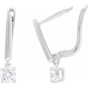 14K White Gold 1/2 CTW Lab-Grown Diamond Lever Back Earrings – image 2