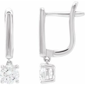 14K White Gold 1 CTW Lab-Grown Diamond Lever Back Earrings
