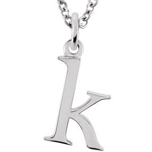 Sterling Silver Lowercase Initial k 16" Necklace