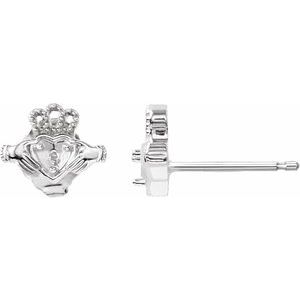 Platinum 2 mm Round Accented Claddagh Earring Mounting