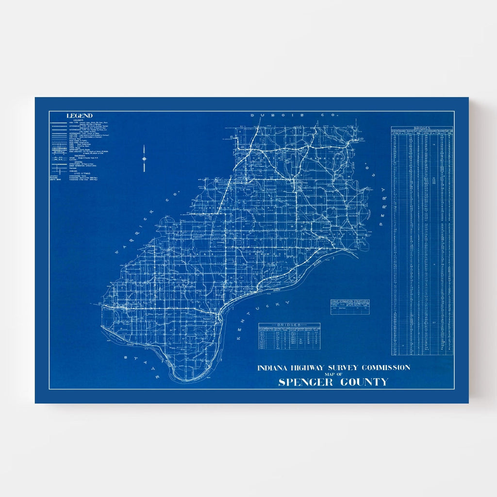 Vintage Map of Spencer County, Indiana 1936