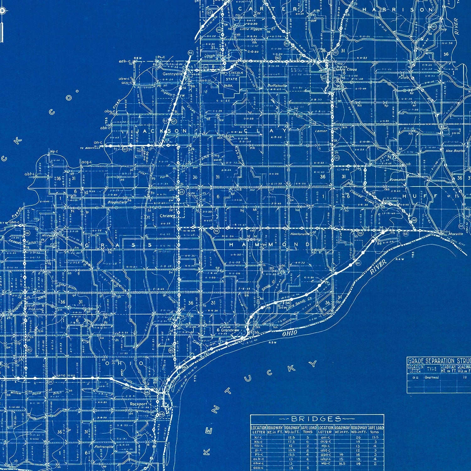 Vintage Map of Spencer County, Indiana 1936