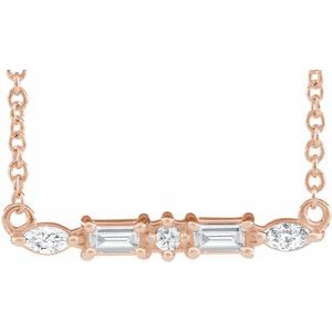 14K Rose Gold 1/6 CTW Natural Diamond Bar 18" Necklace
