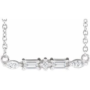 Sterling Silver 1/6 CTW Natural Diamond Bar 18" Necklace