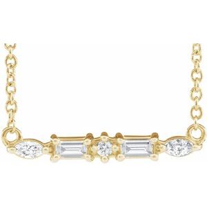 14K Yellow Gold 1/6 CTW Natural Diamond Bar 18" Necklace