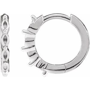 Sterling Silver 2.5x1.5 mm Marquise 12 mm Hinged Hoop Earring
