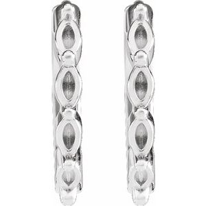 14K White Gold 2.5x1.5 mm Marquise 12 mm Hinged Hoop Earring – image 2