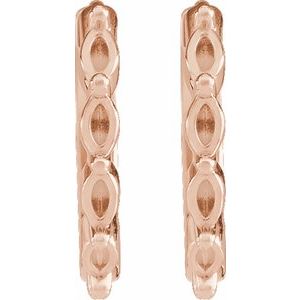 14K Rose Gold 2.5x1.5 mm Marquise 12 mm Hinged Hoop Earring – image 2
