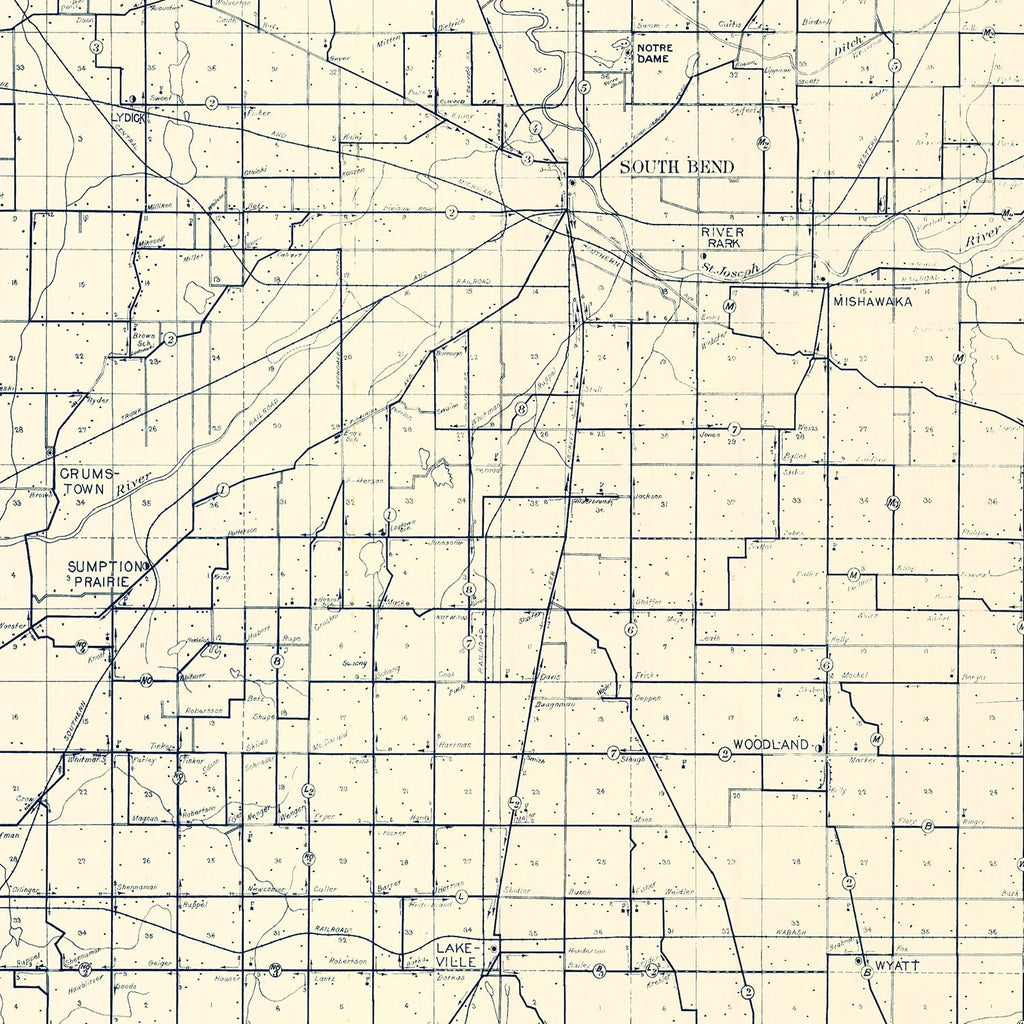 Vintage Map of St. Joseph County, Indiana 1910