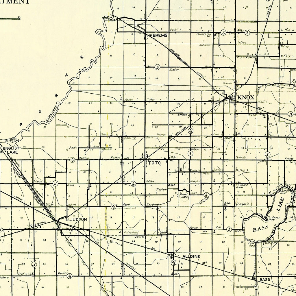 Vintage Map of Starke County, Indiana 1909