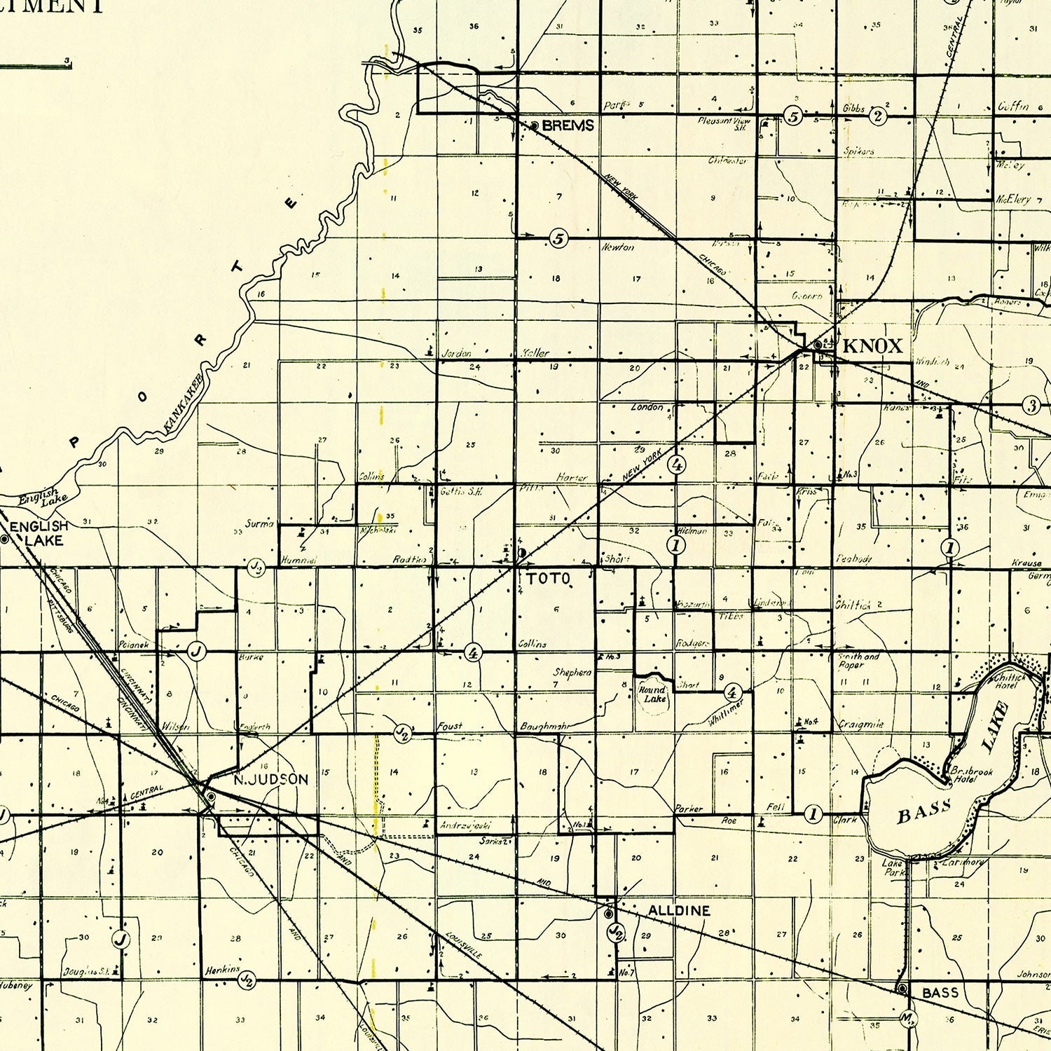 Vintage Map of Starke County, Indiana 1909