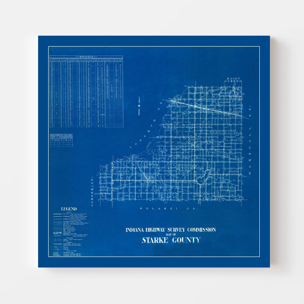 Vintage Map of Starke County, Indiana 1936