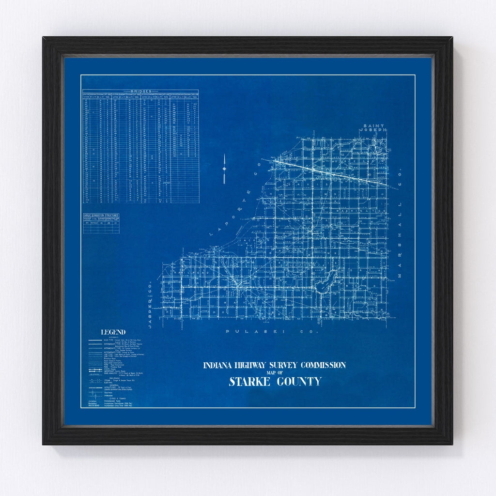 Vintage Map of Starke County, Indiana 1936