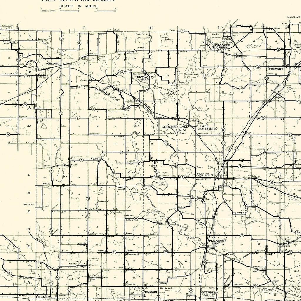 Vintage Map of Steuben County, Indiana 1910