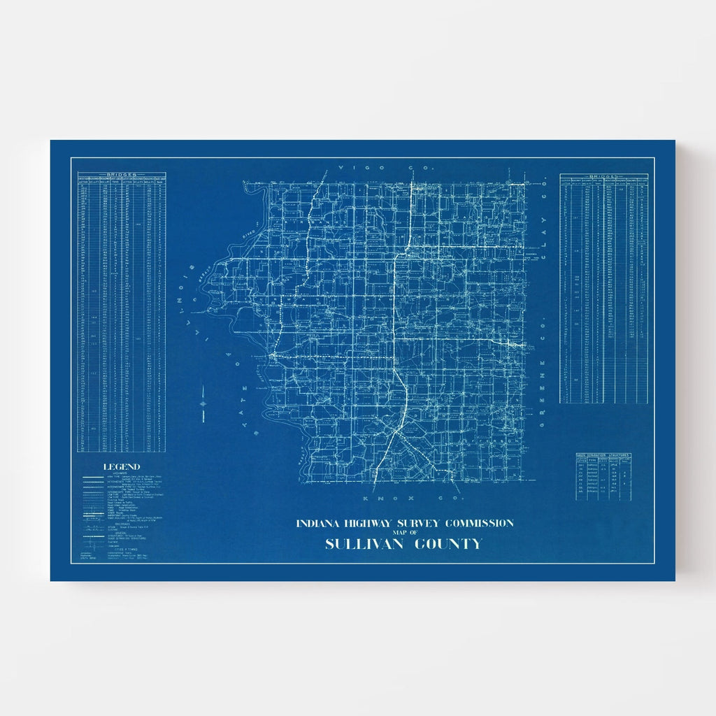 Vintage Map of Sullivan County, Indiana 1936