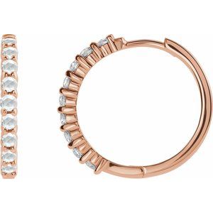 14K Rose Gold 1/3 CTW Rose-Cut Natural Diamond Hinged 20 mm  Hoop Earrings