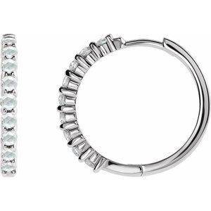 Platinum 1/6 CTW Rose-Cut Natural Diamond 20 mm  Hoop Earring