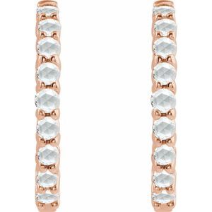 14K Rose Gold 1/3 CTW Rose-Cut Natural Diamond Hinged 20 mm  Hoop Earrings – image 2