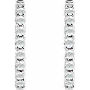 Platinum 1/3 CTW Rose-Cut Natural Diamond Hinged 20 mm  Hoop Earrings – image 2
