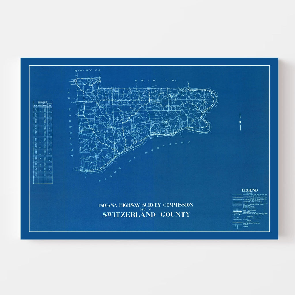 Vintage Map of Switzerland County, Indiana 1936