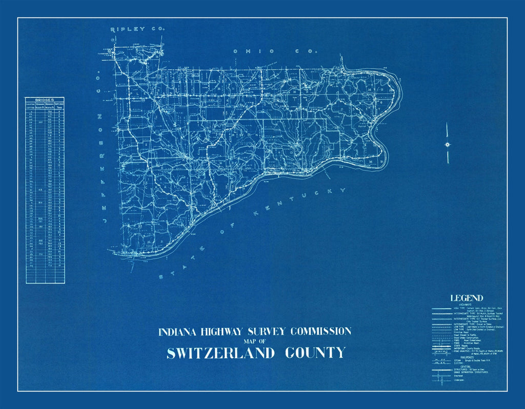 Vintage Map of Switzerland County, Indiana 1936