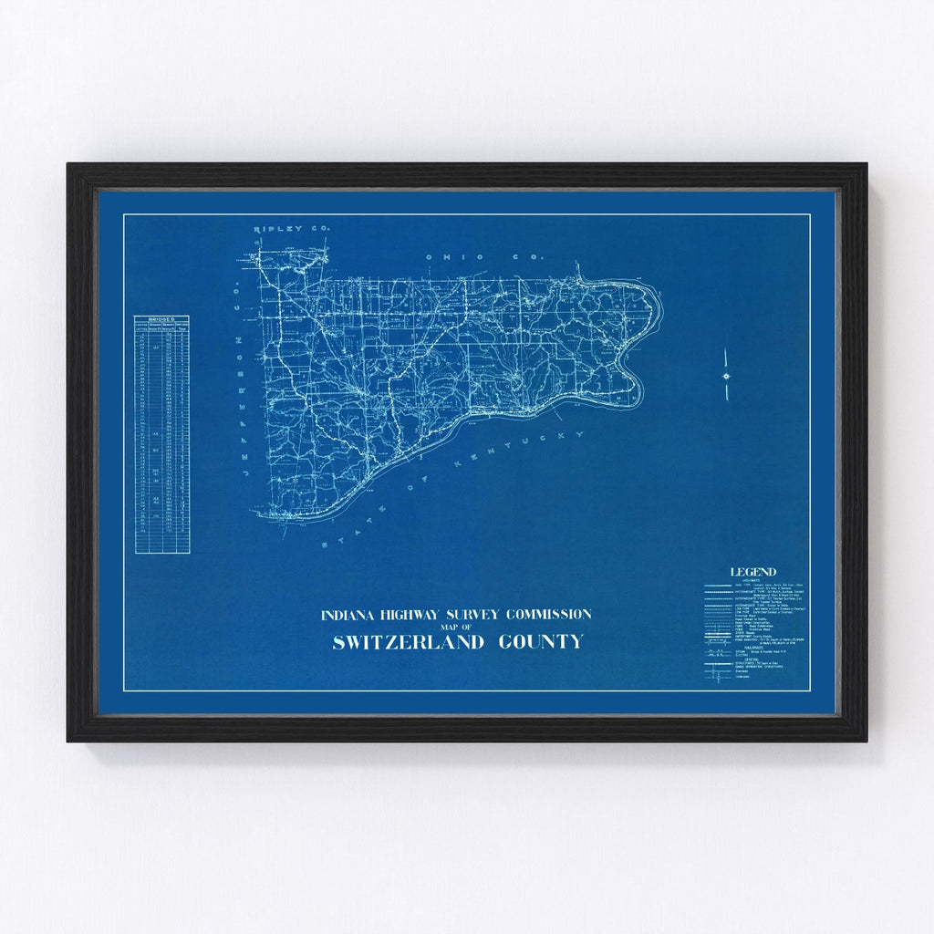 Vintage Map of Switzerland County, Indiana 1936