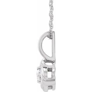 14K White Gold 1/10 CT Natural Diamond Knot 18" Necklace