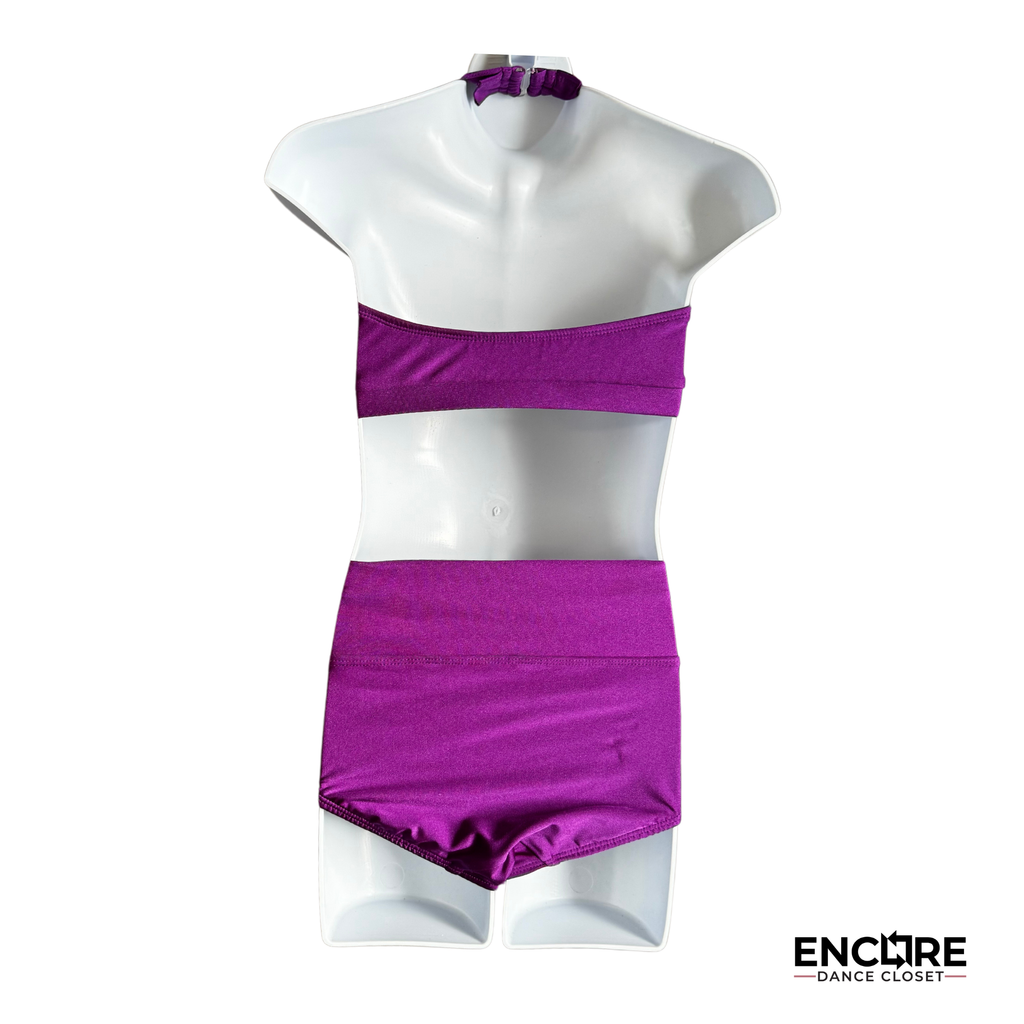 Embellished Purple Two-Piece Halter Set 2