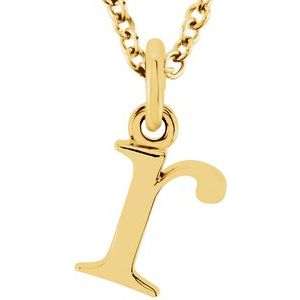 18K Yellow Gold-Plated Sterling Silver Lowercase Initial r 16" Necklace