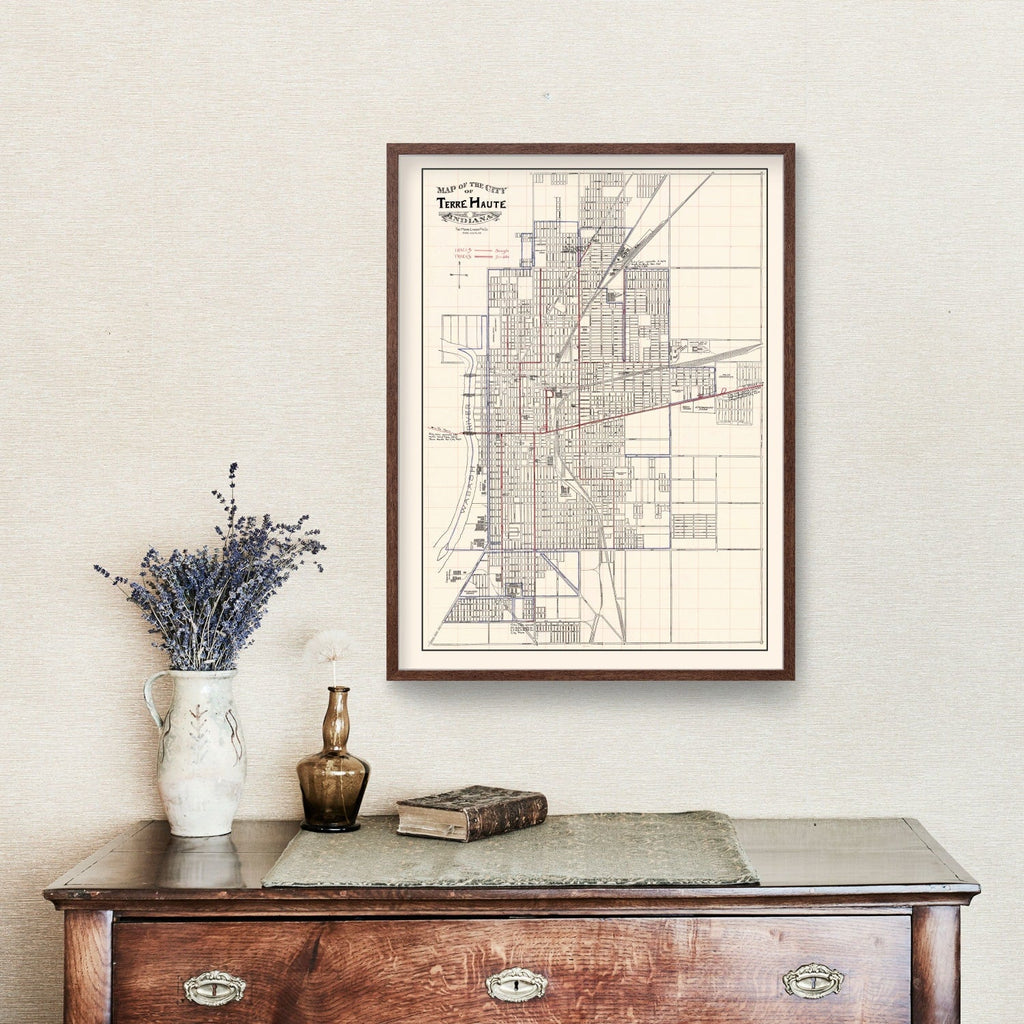 Vintage Map of Terre Haute, Indiana 1907