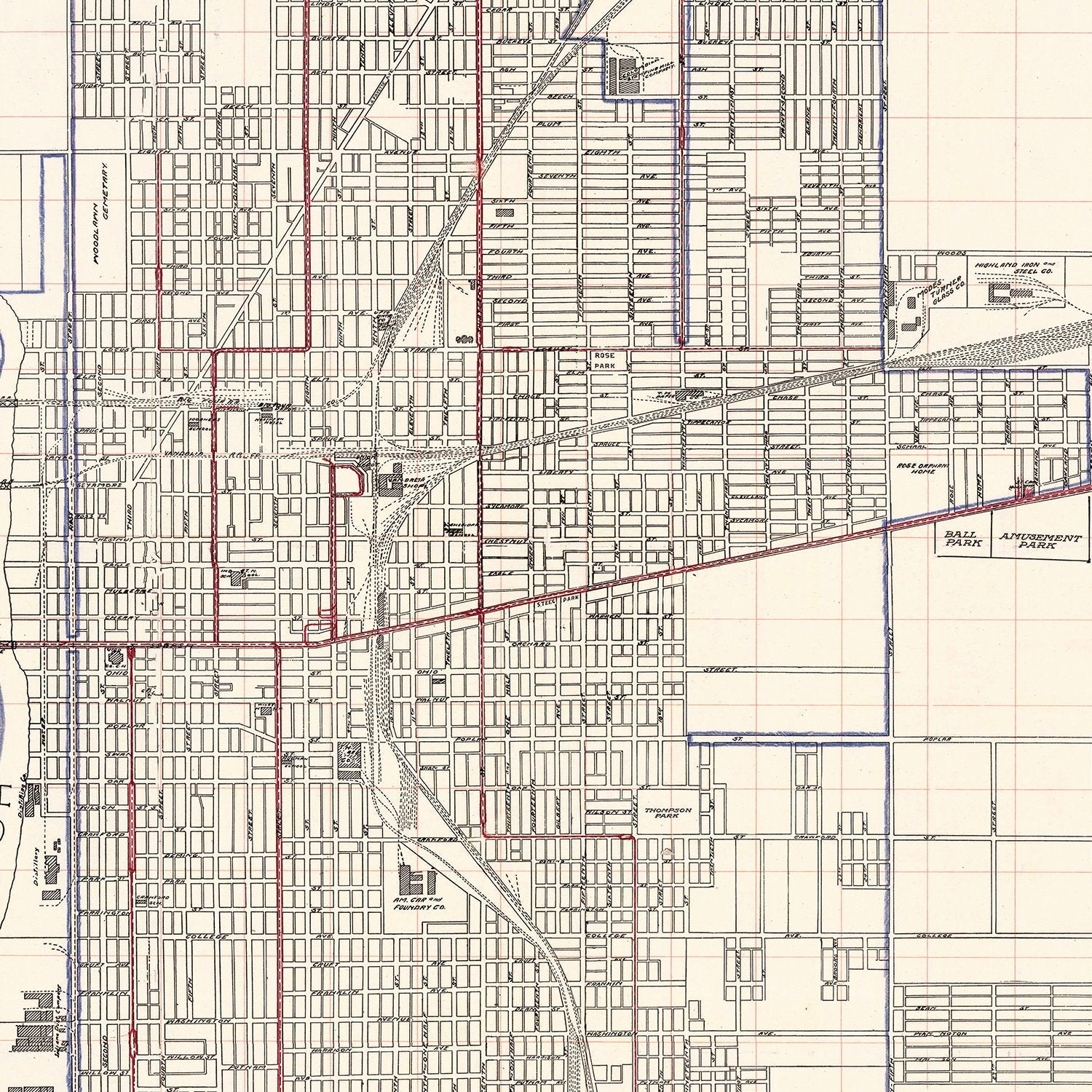 Vintage Map of Terre Haute, Indiana 1907