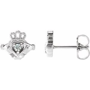 Platinum .06 CTW Natural Diamond Claddagh Earrings