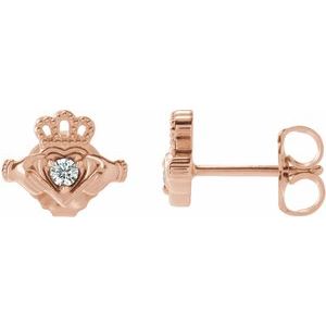 14K Rose Gold .06 CTW Natural Diamond Claddagh Earrings